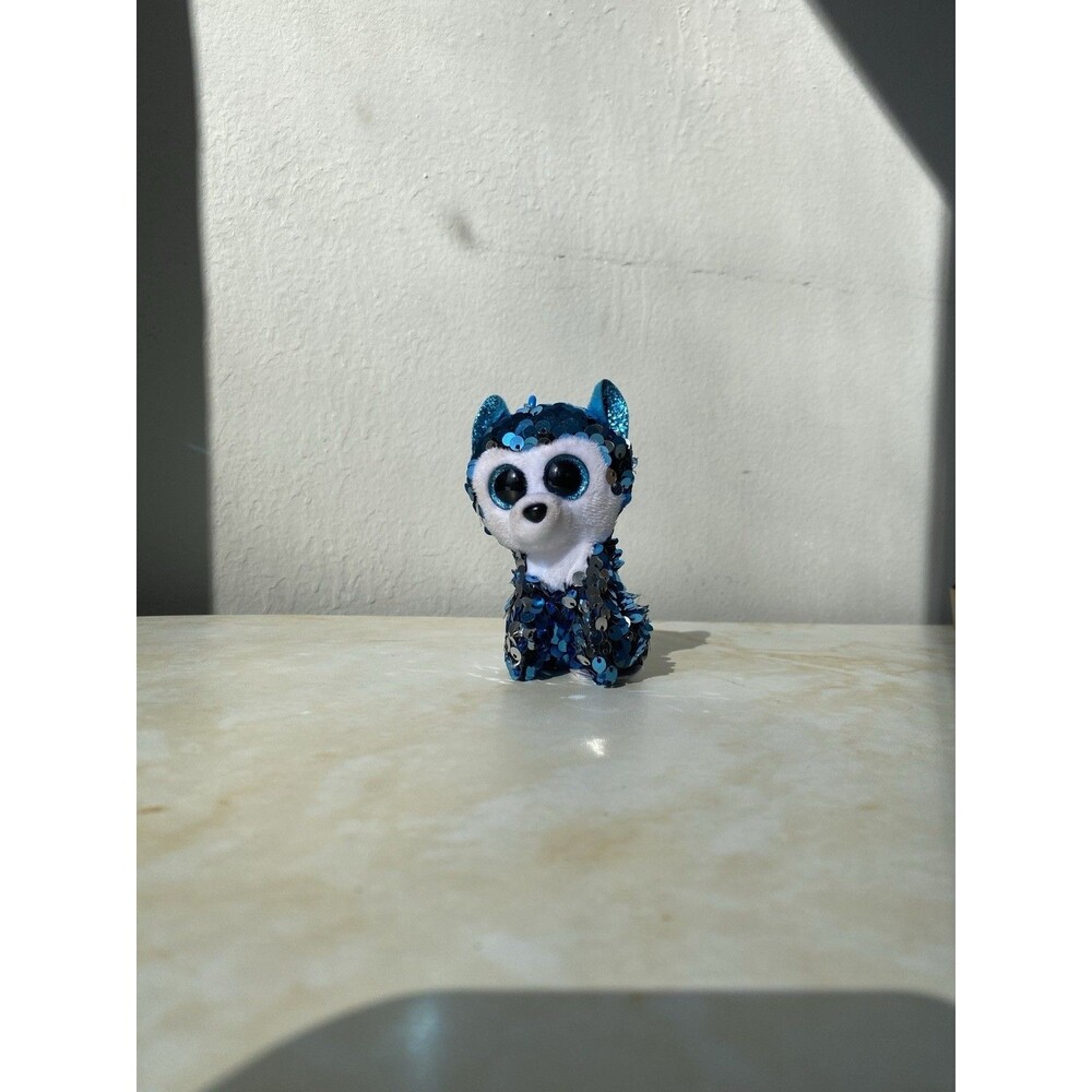 Ty Flippables SLUSH  The Husky Dog Sequin Key Clip  3" New MWMT's